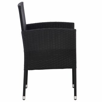 Tuinstoelen 4 st met cr&egrave;mewitte kussens poly rattan zwart