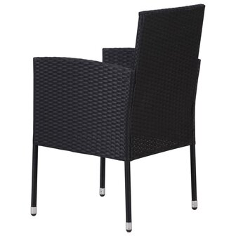 Tuinstoelen 4 st met cr&egrave;mewitte kussens poly rattan zwart