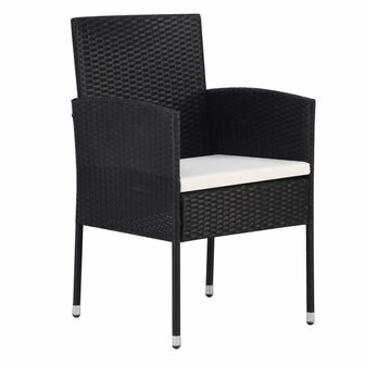 Tuinstoelen 4 st met cr&egrave;mewitte kussens poly rattan zwart