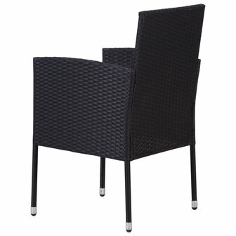 Tuinstoelen 4 st met cr&egrave;mewitte kussens poly rattan zwart