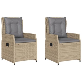 Tuinstoelen 2 st verstelbaar poly rattan beige
