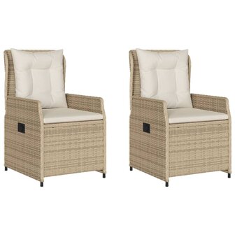 Tuinstoelen 2 st verstelbaar poly rattan beige