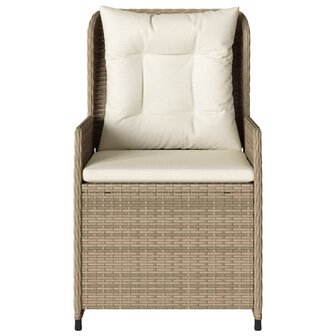 Tuinstoelen 2 st verstelbaar poly rattan beige