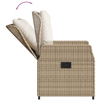 Tuinstoelen 2 st verstelbaar poly rattan beige