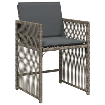 Tuinstoelen 4 st met kussens poly rattan grijs