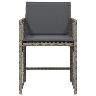 Tuinstoelen 4 st met kussens poly rattan grijs