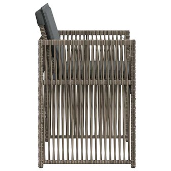 Tuinstoelen 4 st met kussens poly rattan grijs
