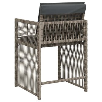 Tuinstoelen 4 st met kussens poly rattan grijs