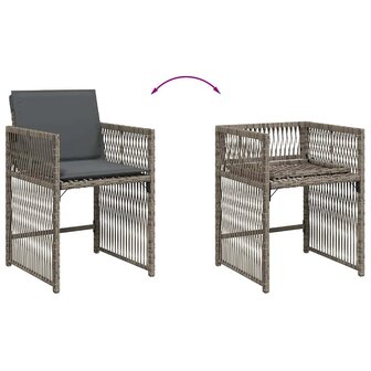 Tuinstoelen 4 st met kussens poly rattan grijs