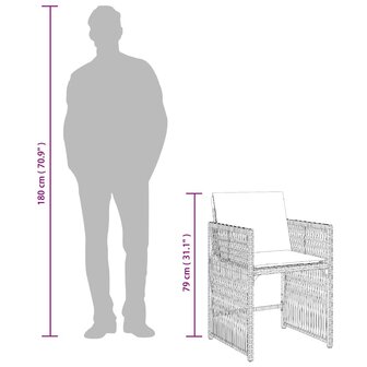 Tuinstoelen 4 st met kussens poly rattan grijs