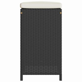 Tuinbarkrukken met kussens 2 st poly rattan zwart