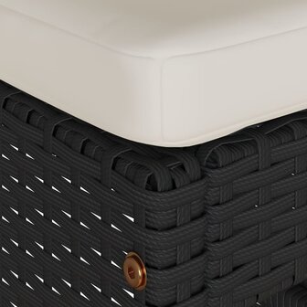 Tuinbarkrukken met kussens 2 st poly rattan zwart