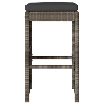 Tuinbarkrukken met kussens 4 st poly rattan grijs