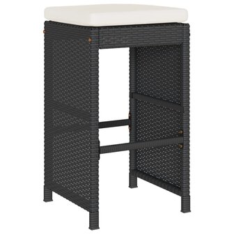 Tuinbarkrukken met kussens 6 st poly rattan zwart