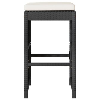 Tuinbarkrukken met kussens 6 st poly rattan zwart