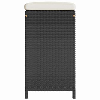 Tuinbarkrukken met kussens 6 st poly rattan zwart