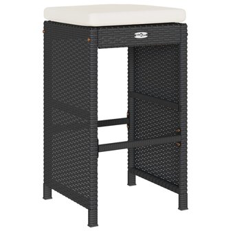 Tuinbarkrukken met kussens 6 st poly rattan zwart