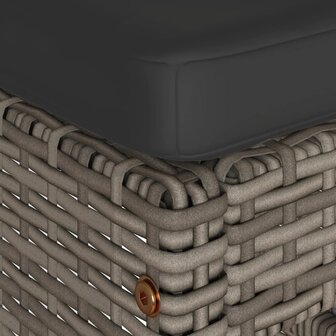 Tuinbarkrukken met kussens 2 st poly rattan grijs