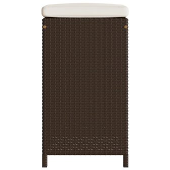 Tuinbarkrukken 2 st met kussens poly rattan bruin