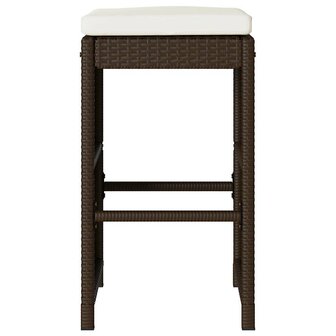 Tuinbarkrukken 6 st met kussens poly rattan bruin