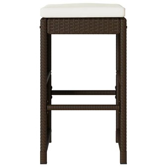 Tuinbarkrukken met kussens 4 st poly rattan bruin