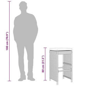 Tuinbarkrukken met kussens 4 st poly rattan bruin