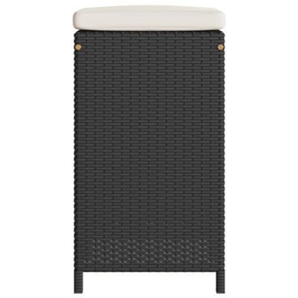 Tuinbarkrukken met kussens 4 st poly rattan zwart
