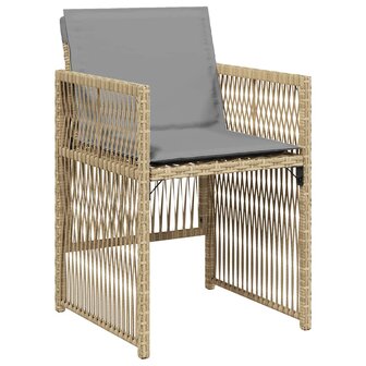 Tuinstoelen 4 st met kussens poly rattan gemengd beige