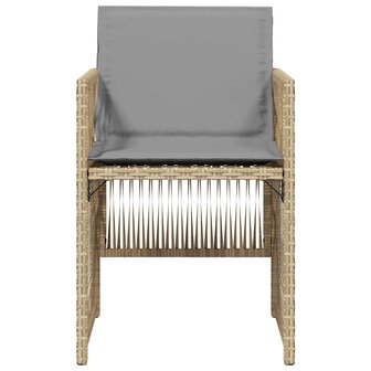 Tuinstoelen 4 st met kussens poly rattan gemengd beige