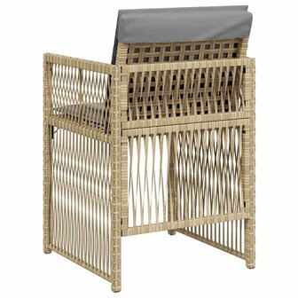 Tuinstoelen 4 st met kussens poly rattan gemengd beige