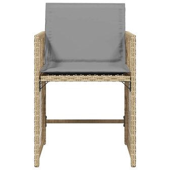Tuinstoelen 4 st met kussens poly rattan gemengd beige