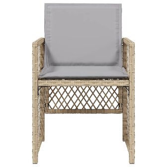 Tuinstoelen 4 st met kussens poly rattan gemengd beige