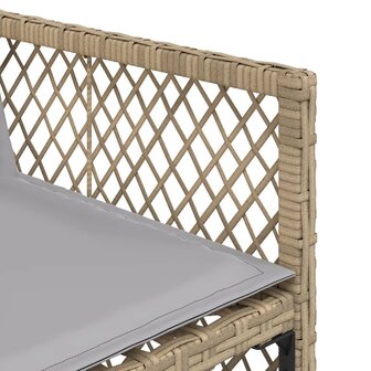 Tuinstoelen 4 st met kussens poly rattan gemengd beige