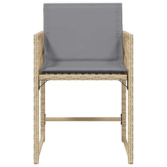 Tuinstoelen 4 st met kussens poly rattan gemengd beige