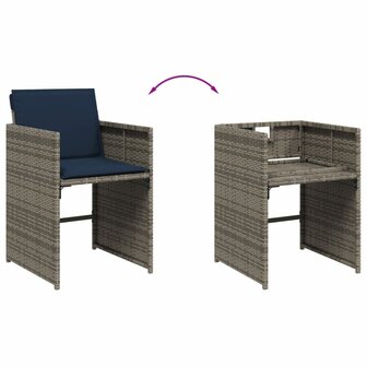 Tuinstoelen 4 st met kussens poly rattan grijs