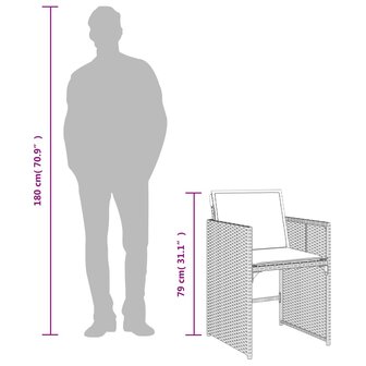 Tuinstoelen 4 st met kussens poly rattan grijs