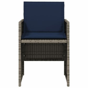 Tuinstoelen 4 st met kussens poly rattan grijs