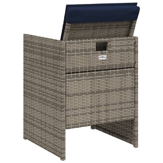 Tuinstoelen 4 st met kussens poly rattan grijs