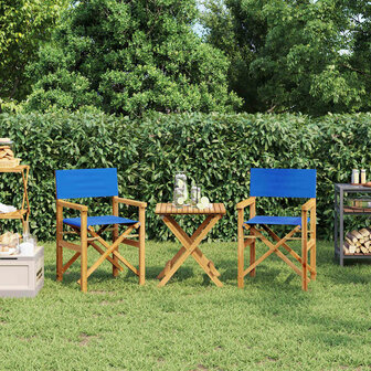 Regisseursstoelen inklapbaar 2 st massief teakhout blauw