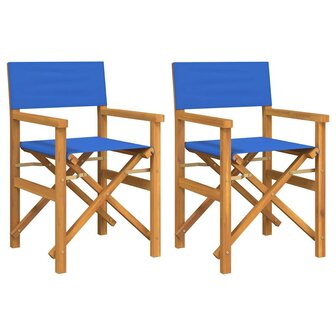 Regisseursstoelen inklapbaar 2 st massief teakhout blauw