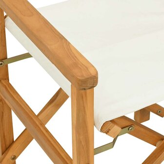 Regisseursstoel inklapbaar massief teakhout cr&egrave;mekleurig
