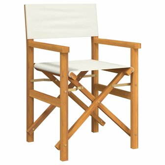 Regisseursstoelen inklapbaar 2 st massief teakhout cr&egrave;mekleurig