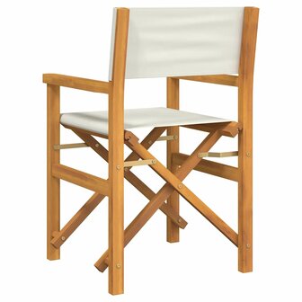Regisseursstoelen inklapbaar 2 st massief teakhout cr&egrave;mekleurig