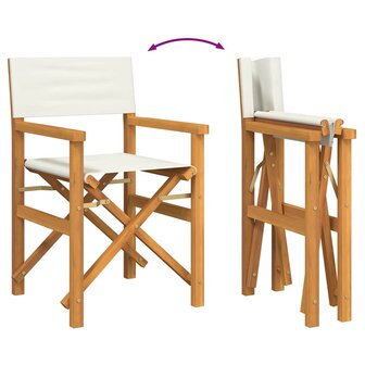 Regisseursstoelen inklapbaar 2 st massief teakhout cr&egrave;mekleurig
