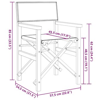 Regisseursstoelen inklapbaar 2 st massief teakhout cr&egrave;mekleurig