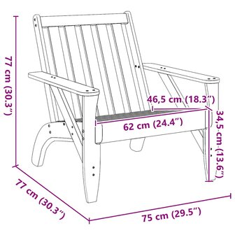 Tuinstoelen Adirondack 2 st 75x77x77 cm ge&iuml;mpregneerd hout