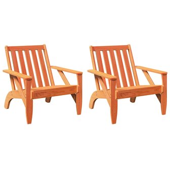Tuinstoelen Adirondack 2 st 75x77x77 cm grenenhout wasbruin
