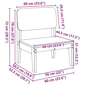 Tuinstoelen 2 st 60x52,5x72 cm ge&iuml;mpregneerd hout