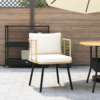 Tuinstoel met kussens poly rattan naturel