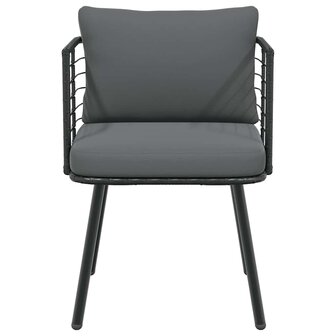 Tuinstoelen 2 st met kussens poly rattan zwart